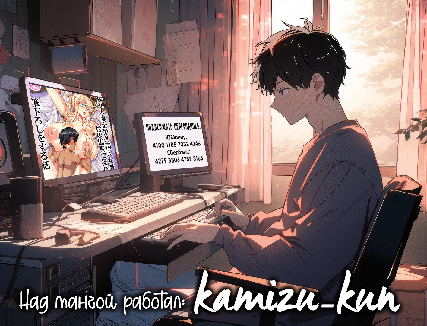 Bakunyuu Hitozuma Kinpatsu Gaikokujin Jokyoushi ga Mura no Inshuu de Kasshoku Shota no Fudeoroshi o Suru Hanashi / История о грудастой блондинке-учительнице, которая по деревенскому обычаю трахается с темноволосым мальчиком 60